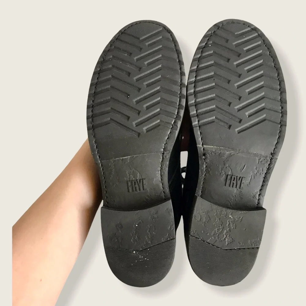 Frye Veronica Combat Black Leather Lace Up Boots - Picture 13 of 16